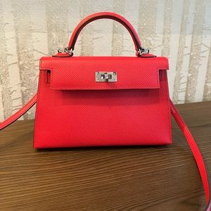 Hermes Mini Kelly in Q5 Rouge Casaque